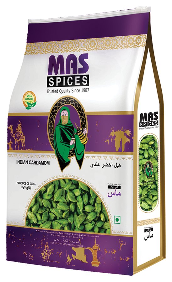 MAS Spices Indian Cardamom premium zipper pouch